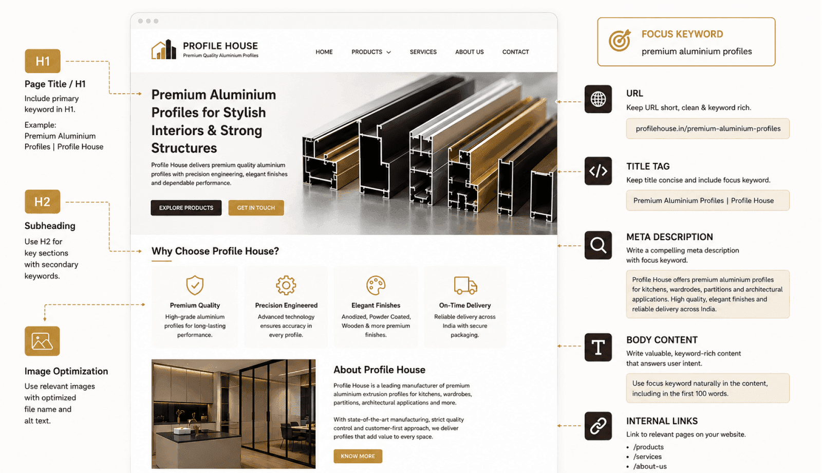 profile-house-on-page--content-seo-for-aluminium-profiles Service Delivered image