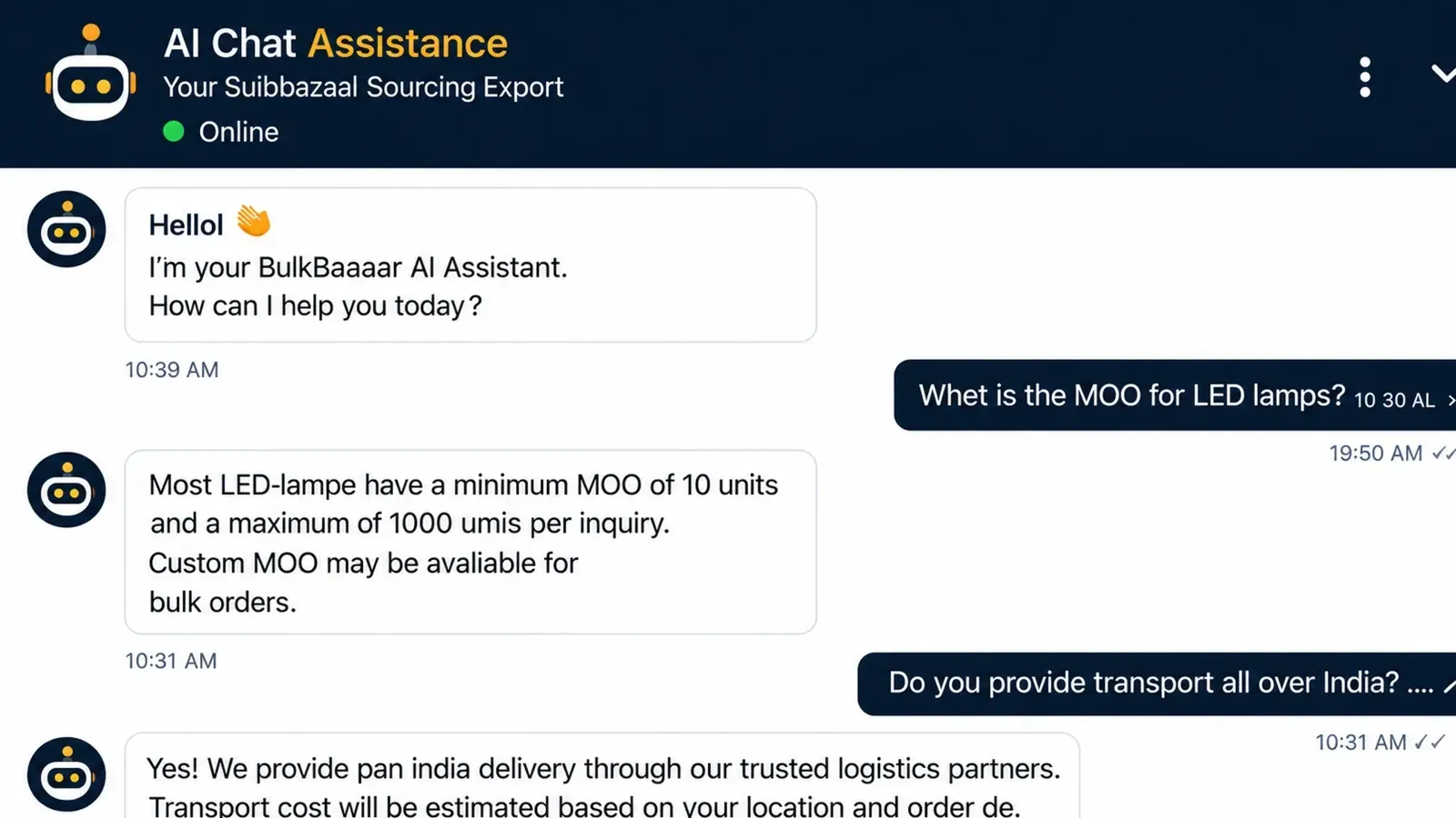 Bulk Bazaar AI Chatbot Virtual Sales Assistant Case Study Hero Img
