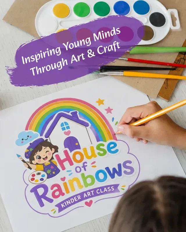 Logo Design For House Of Rainbows Kids Art Academy Showcase1 Img
