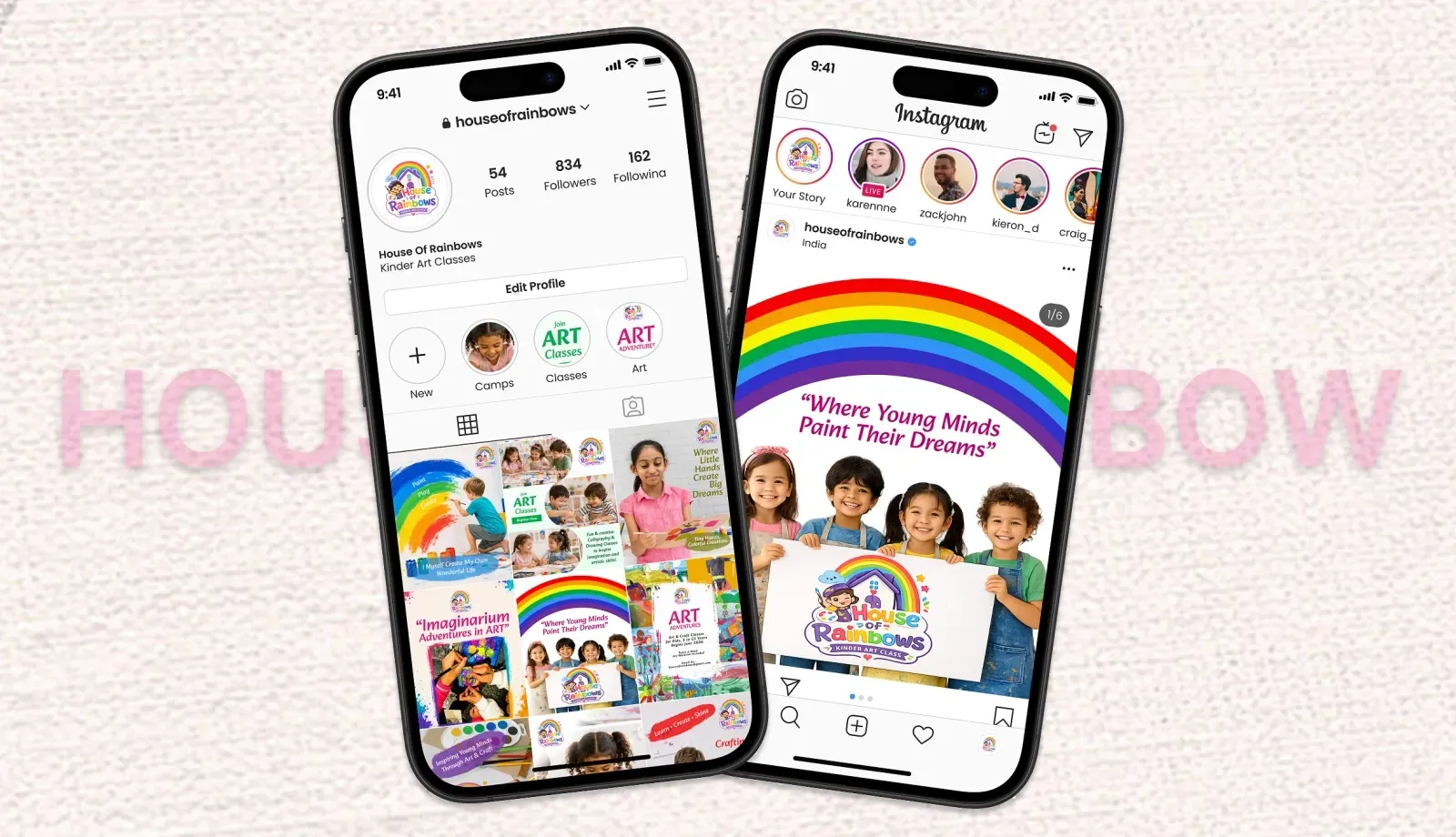 Social Media Management For House Of Rainbows Kids Service Delivered Img